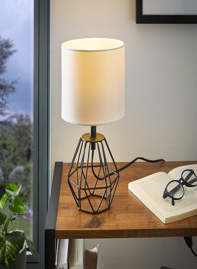 Eglo Carlton 2 Table Light, 1-Bulb Light, Steel in Black,White, Bedroom Lamp, Living Room Lamp with E14 Socket, Diameter 16.5 cm - Image 4